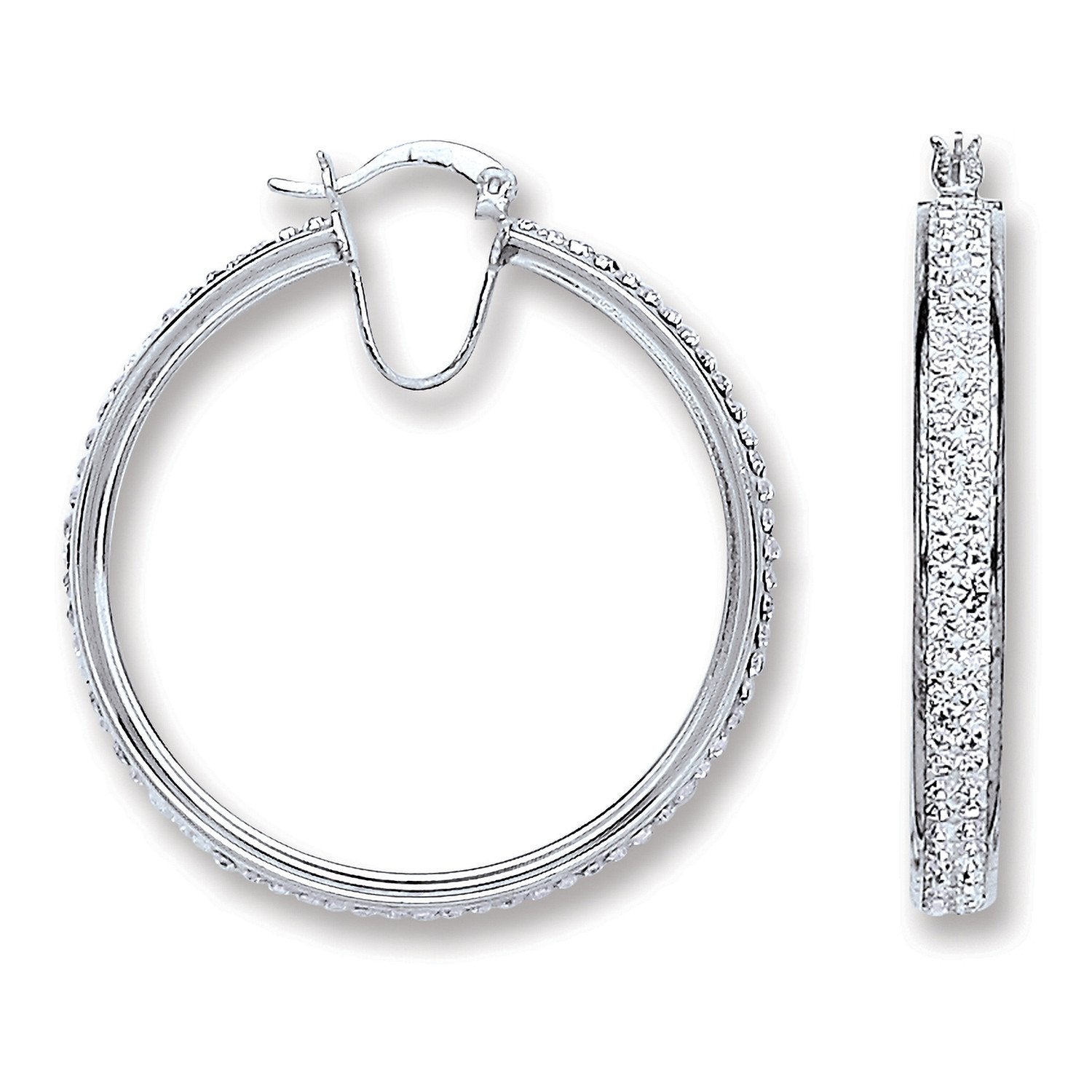 Silver Large Hoop Crystal Earrings - Fine Ring - Certified Authentic - Swiss Made - UK Stock – Luxury Jewellery by Imp